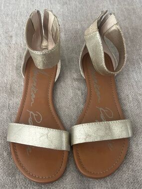 Metallic Gold Ankle-Strap Women’s Sandals